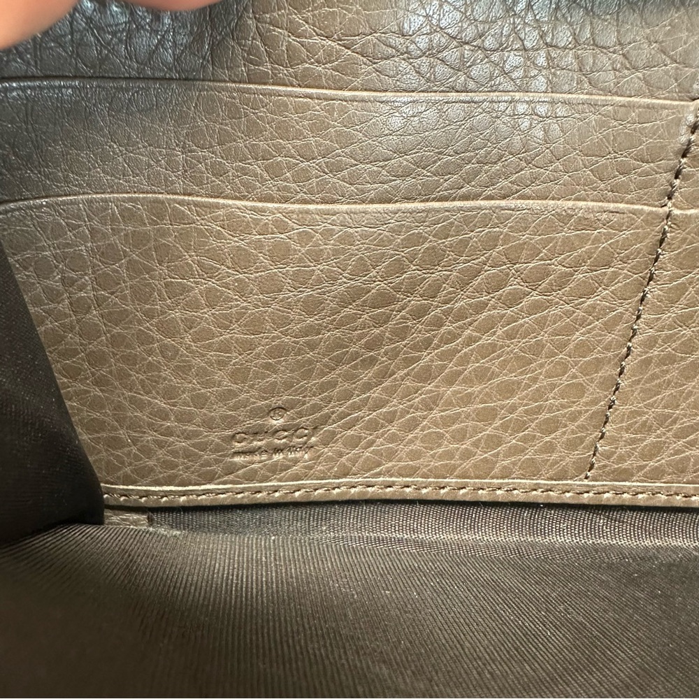 GUCCI Bamboo Tassel Swing Leather Zip Around Long Wallet Brown-Gray - Picture 6 of 10